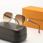 LV Gradient Polygonal Sunglasses Print‑Inlay/Hollow‑Carved Metal Frame - Image 5