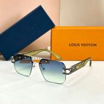 LV Gradient Polygonal Sunglasses Print‑Inlay/Hollow‑Carved Metal Frame - Image 12