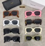 Celine 3D LOGO Vintage Oval/Rectangular Wide Temple Sunglasses - Image 7
