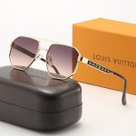 LV Gradient Polygonal Sunglasses Print‑Inlay/Hollow‑Carved Metal Frame - Image 7