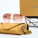 LOEWE Thin Metal Frame Sunglasses, Polygonal / Double‑Bridge Aviator - Image 3