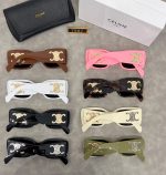 Celine 3D LOGO Vintage Oval/Rectangular Wide Temple Sunglasses - Image 9
