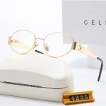 Celine Vintage Fashion Oval Sunglasses,Metal Temples with 3D Logo - Image 8