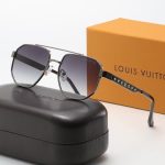 LV Gradient Polygonal Sunglasses Print‑Inlay/Hollow‑Carved Metal Frame - Image 6