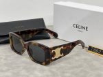 Celine 3D LOGO Vintage Oval/Rectangular Wide Temple Sunglasses - Image 12