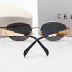 Celine Vintage Fashion Oval Sunglasses,Metal Temples with 3D Logo - Image 5