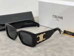 Celine 3D LOGO Vintage Oval/Rectangular Wide Temple Sunglasses