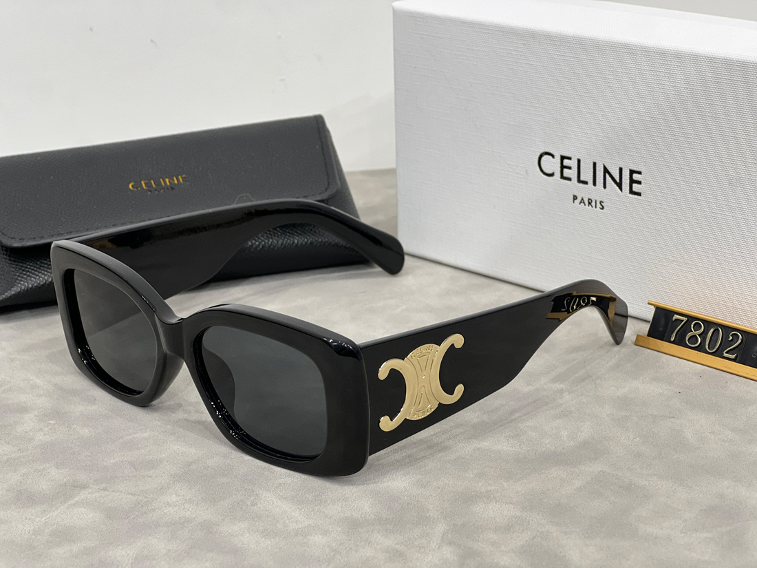 73b6b4ec Celine 3D LOGO Vintage Oval/Rectangular Wide Temple Sunglasses - Image 1