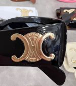 Celine 3D LOGO Vintage Oval/Rectangular Wide Temple Sunglasses - Image 11