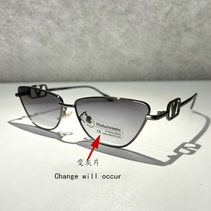 93f8eee4 Valentino V‑Logo Metal Cat‑Eye Photochromic Sunglasses - Image 1