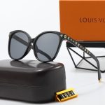 LV Cat‑Eye Large Frame Metal Print Decor Sunglasses