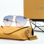 LOEWE Thin Metal Frame Sunglasses, Polygonal / Double‑Bridge Aviator