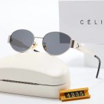 Celine Vintage Fashion Oval Sunglasses,Metal Temples with 3D Logo - Image 3