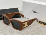 Celine 3D LOGO Vintage Oval/Rectangular Wide Temple Sunglasses - Image 4