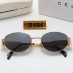 Celine Vintage Fashion Oval Sunglasses,Metal Temples with 3D Logo - Image 9