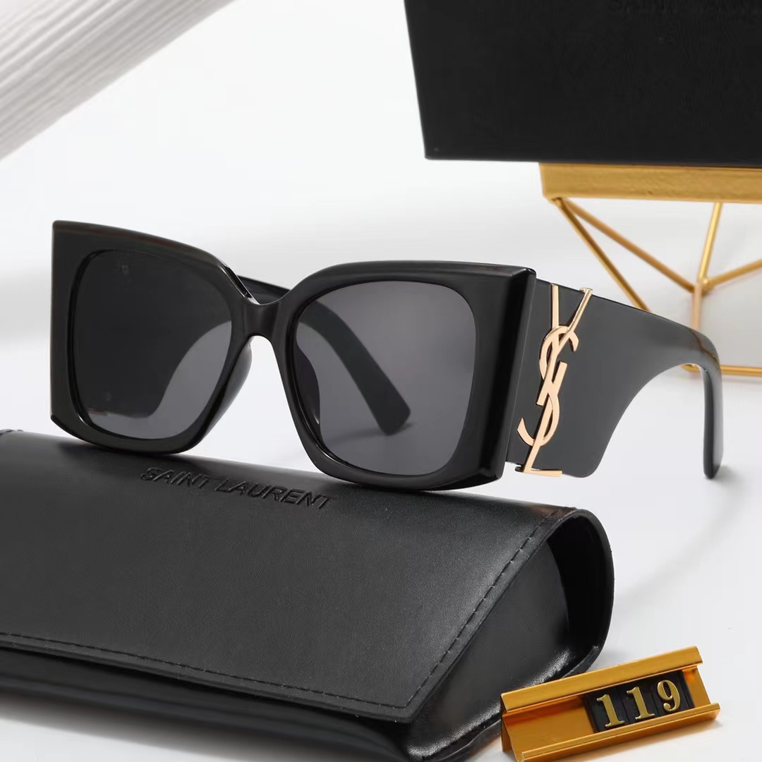 e48435ce YSL Wide Temples 3D Metal Logo Sunglasses, Oversized Square / Vintage Cat‑Eye Round Styles - Image 1