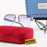 Gucci Webbing Logo Double‑Bridge Half‑Rim Metal Frame Aviator Gradient Sunglasses - Image 9