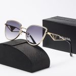 Prada Triangle‑Logo Metal Frame Sunglasses with Gradient Lenses, Polygonal / Butterfly / Double‑Bridge Frame - Image 13