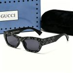 Gucci Wide Temple Sunglasses,Rhinestone Full‑Print Logo Square/3D Metal Logo Temple Polygonal Cat‑Eye - Image 5