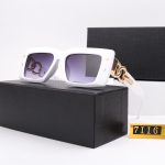 Balmain Vintage Square Thick-Frame Sunglasses with Gold Double-Ring Temple Detail - Image 5