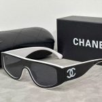 Chanel Double‑C logo One‑Piece Lens Fashion Sunglasses,Rhinestone Decorated/ Contrast‑Color - Image 2