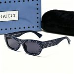 Gucci Wide Temple Sunglasses,Rhinestone Full‑Print Logo Square/3D Metal Logo Temple Polygonal Cat‑Eye - Image 3