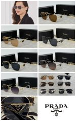 Prada Triangle‑Logo Metal Frame Sunglasses with Gradient Lenses, Polygonal / Butterfly / Double‑Bridge Frame - Image 9