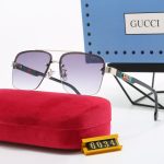 Gucci Webbing Logo Double‑Bridge Half‑Rim Metal Frame Aviator Gradient Sunglasses - Image 8