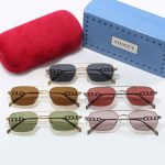 Gucci 3D Hollow‑Out Logo Metal Small‑Frame Sunglasses,Polygon/Rounded‑square Double‑Bridge - Image 9