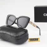 Chanel Fashion Large‑Frame Sunglasses with Letter‑Decorated / Chain‑Decorated Temples