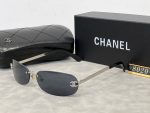 Chanel Fashion Retro Rimless Metal Rounded Narrow Square Sunglasses - Image 12
