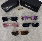 Chanel Fashion Retro Rimless Metal Rounded Narrow Square Sunglasses - Image 5