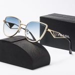 Prada Triangle‑Logo Metal Frame Sunglasses with Gradient Lenses, Polygonal / Butterfly / Double‑Bridge Frame - Image 12