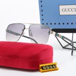 Gucci Webbing Logo Double‑Bridge Half‑Rim Metal Frame Aviator Gradient Sunglasses - Image 6