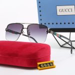 Gucci Webbing Logo Double‑Bridge Half‑Rim Metal Frame Aviator Gradient Sunglasses - Image 5