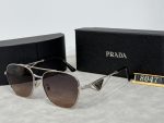 Prada Triangle‑Logo Metal Frame Sunglasses with Gradient Lenses, Polygonal / Butterfly / Double‑Bridge Frame - Image 8