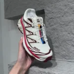Salomon XT-6 in White&Red&Brown Color-block, unisex design, ideal for trail running and daily casual wear. - Image 4