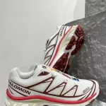 Salomon XT-6 in White&Red&Brown Color-block, unisex design, ideal for trail running and daily casual wear. - Image 3