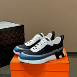 Hermès Bouncing Sneakers, Mesh-Suede Casual Shoes, Unisex Cushioned Chunky Sole Trainers - Image 2