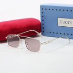 Gucci 3D Hollow‑Out Logo Metal Small‑Frame Sunglasses,Polygon/Rounded‑square Double‑Bridge - Image 8