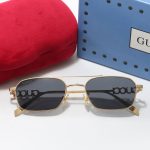 Gucci 3D Hollow‑Out Logo Metal Small‑Frame Sunglasses,Polygon/Rounded‑square Double‑Bridge - Image 4