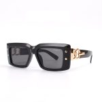 Balmain Vintage Square Thick-Frame Sunglasses with Gold Double-Ring Temple Detail - Image 2