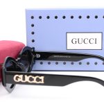 Gucci Wide Temple Sunglasses,Rhinestone Full‑Print Logo Square/3D Metal Logo Temple Polygonal Cat‑Eye - Image 7