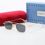 Gucci 3D Hollow‑Out Logo Metal Small‑Frame Sunglasses,Polygon/Rounded‑square Double‑Bridge