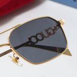 Gucci 3D Hollow‑Out Logo Metal Small‑Frame Sunglasses,Polygon/Rounded‑square Double‑Bridge - Image 3