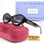 Gucci Wide Temple Sunglasses,Rhinestone Full‑Print Logo Square/3D Metal Logo Temple Polygonal Cat‑Eye - Image 6