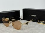 Prada Triangle‑Logo Metal Frame Sunglasses with Gradient Lenses, Polygonal / Butterfly / Double‑Bridge Frame - Image 4
