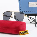 Gucci Webbing Logo Double‑Bridge Half‑Rim Metal Frame Aviator Gradient Sunglasses - Image 3