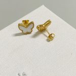 VCA Butterfly Stud Earrings, White Mother-of-Pearl / Blue Turquoise - Image 4