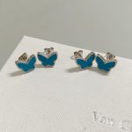 VCA Butterfly Stud Earrings, White Mother-of-Pearl / Blue Turquoise - Image 11